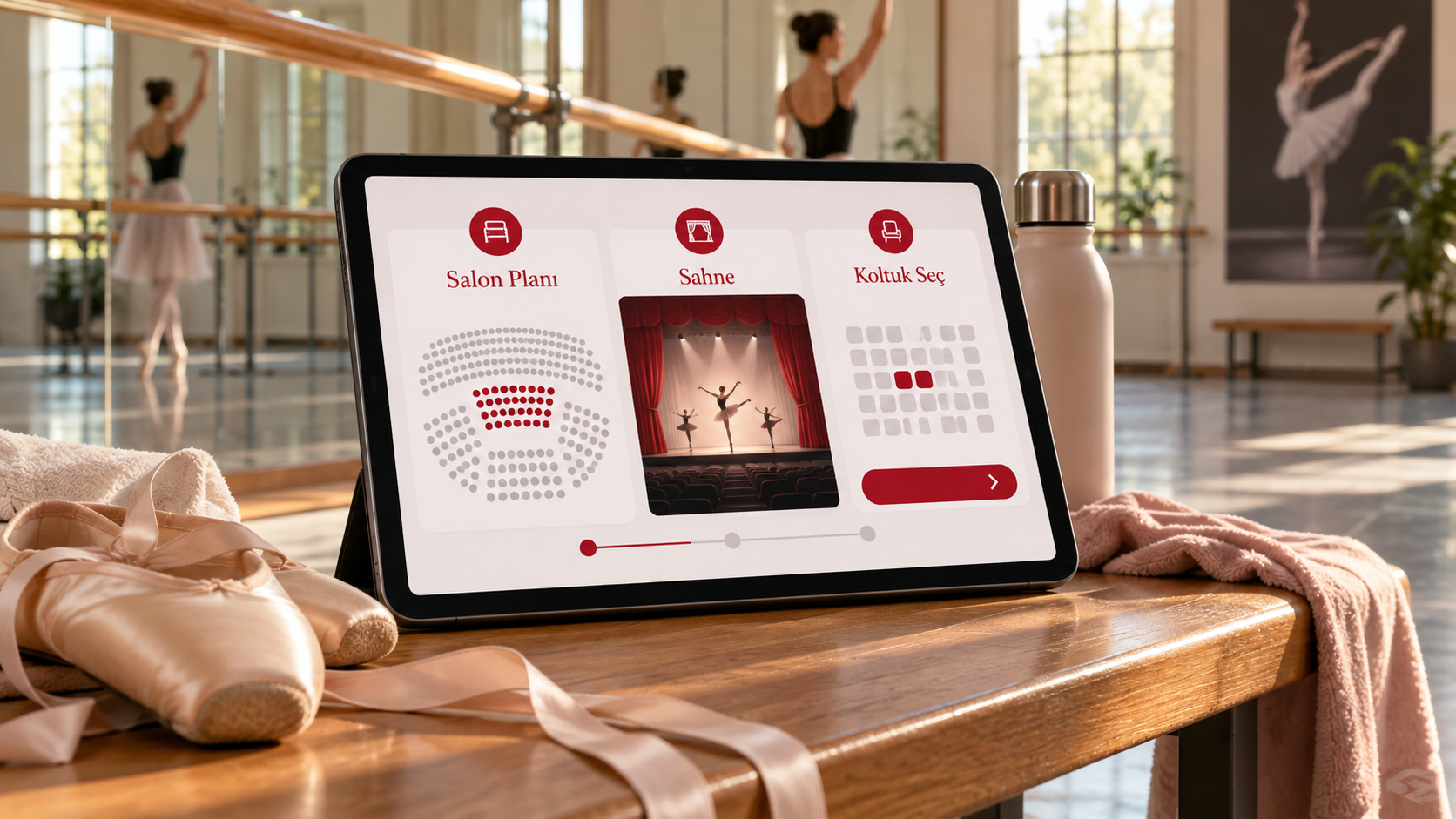 R Event yazılım deneyimi · temsili mockup