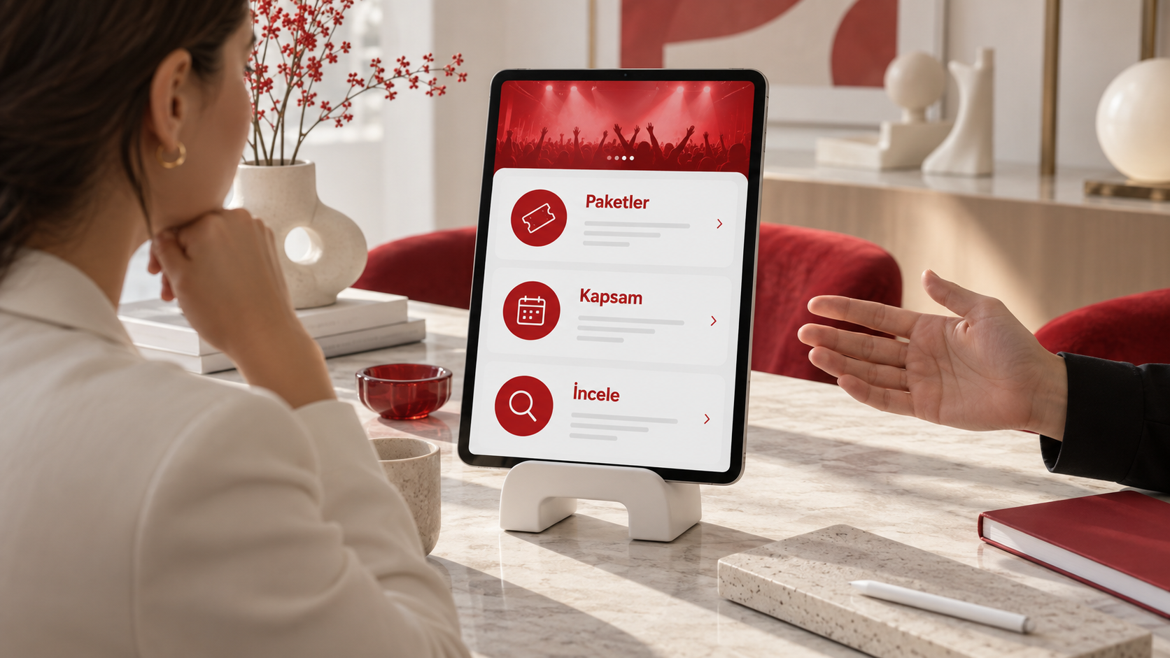 R Event yazılım deneyimi · temsili mockup