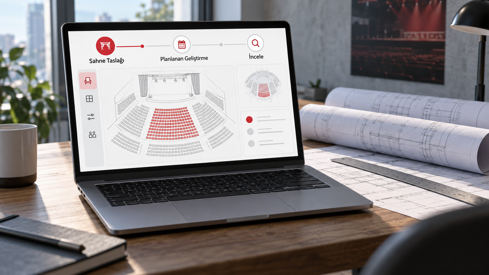 R Event yazılım deneyimi · temsili mockup